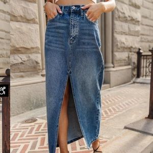 SOLD on Depop- Gap long denim slit skirt